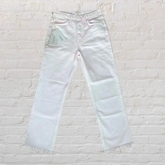 NWT GRLFRND Denim Mica Crop Super High Rise Raw Frayed Hem Straight Leg Jeans Si - Picture 2 of 9